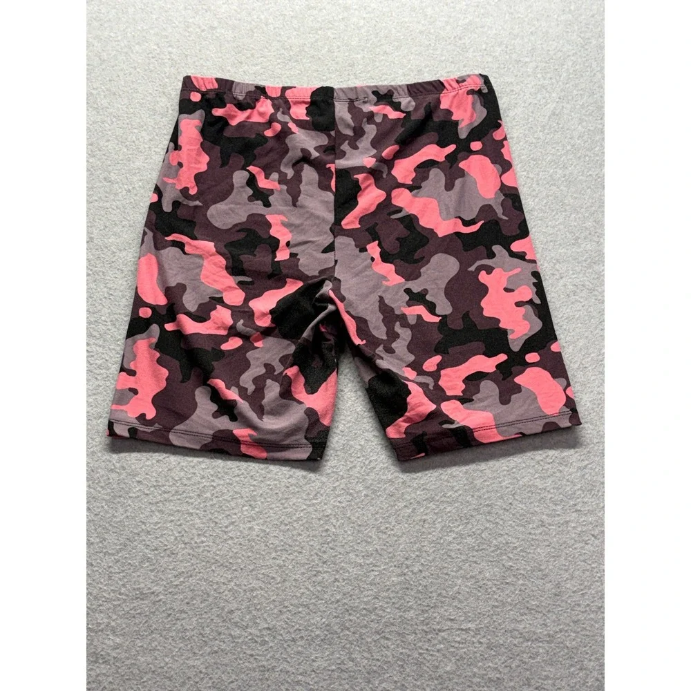 Just Be Pink Purple Camo Biker Shorts Womens Large Athletic Yoga Camouflage L